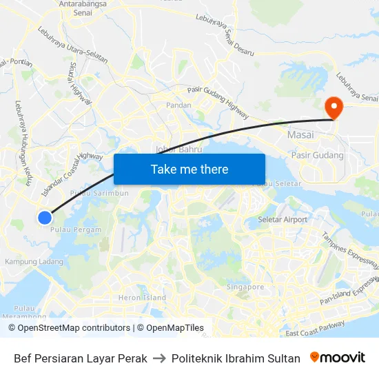 Bef Persiaran Layar Perak to Politeknik Ibrahim Sultan map