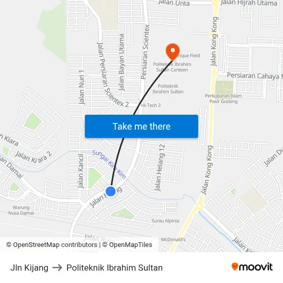 Jln Kijang to Politeknik Ibrahim Sultan map