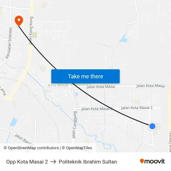 Opp Kota Masai 2 to Politeknik Ibrahim Sultan map