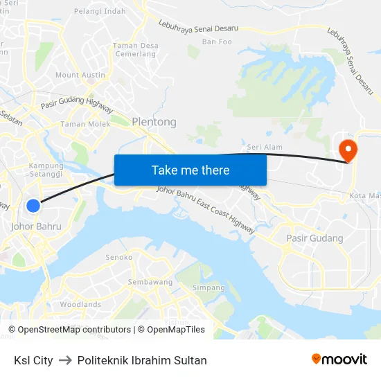 Ksl City to Politeknik Ibrahim Sultan map