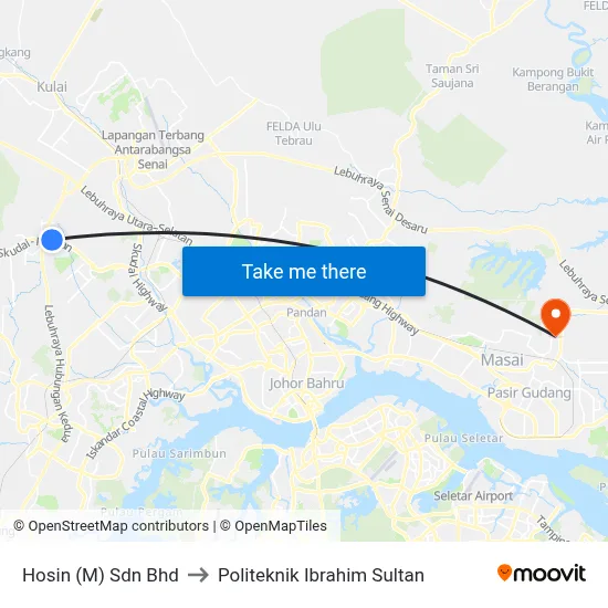 Hosin (M) Sdn Bhd to Politeknik Ibrahim Sultan map