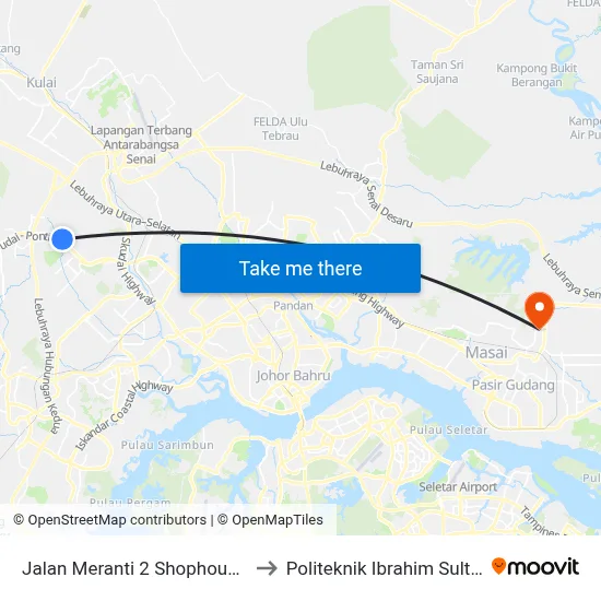 Jalan Meranti 2 Shophouses to Politeknik Ibrahim Sultan map