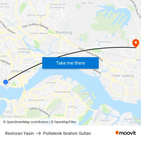 Restoran Yasin to Politeknik Ibrahim Sultan map
