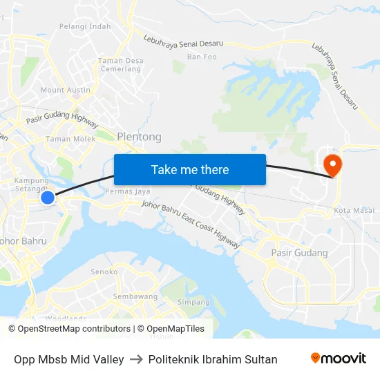 Opp Mbsb Mid Valley to Politeknik Ibrahim Sultan map