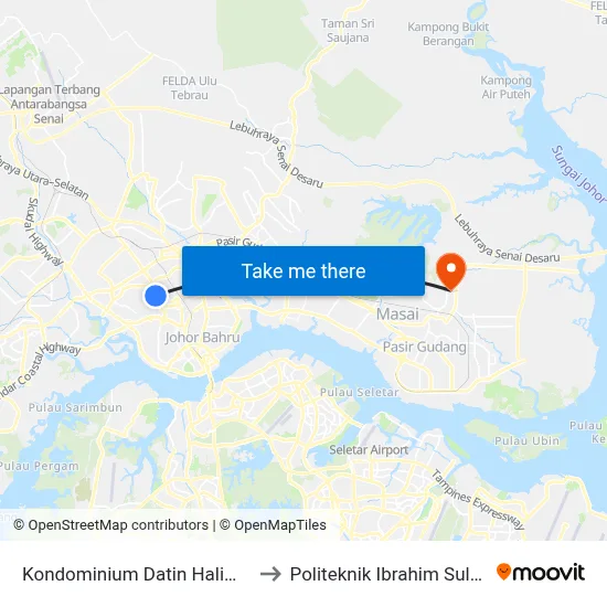 Kondominium Datin Halimah to Politeknik Ibrahim Sultan map