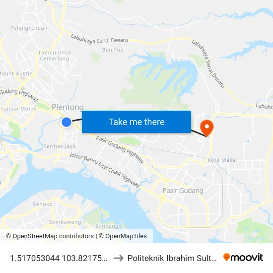 1.517053044	103.8217592 to Politeknik Ibrahim Sultan map