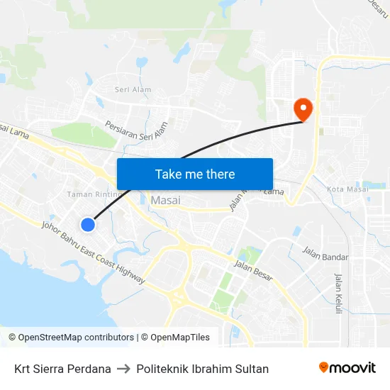 Krt Sierra Perdana to Politeknik Ibrahim Sultan map