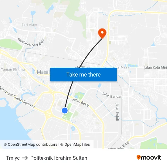 Tmiyc to Politeknik Ibrahim Sultan map