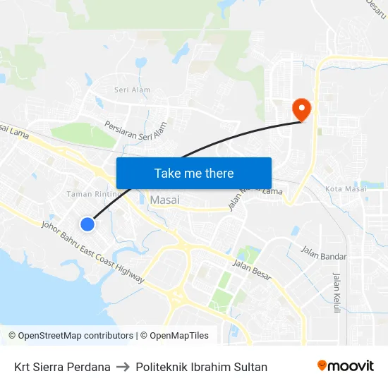 Krt Sierra Perdana to Politeknik Ibrahim Sultan map