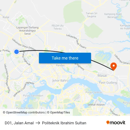 D01, Jalan Amal to Politeknik Ibrahim Sultan map
