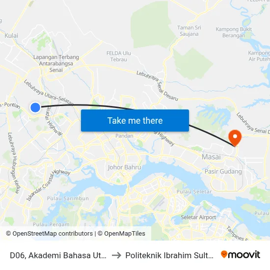 D06, Akademi Bahasa Utm to Politeknik Ibrahim Sultan map