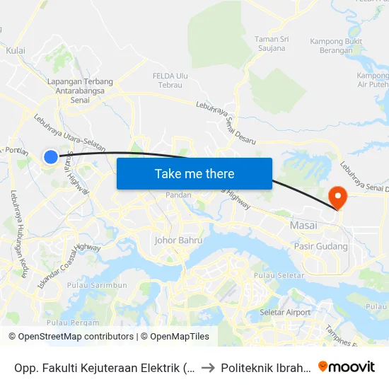 Opp. Fakulti Kejuteraan Elektrik (Jalan Kempas 1) to Politeknik Ibrahim Sultan map