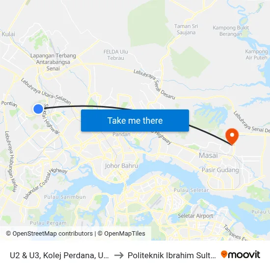 U2 & U3, Kolej Perdana, Utm to Politeknik Ibrahim Sultan map