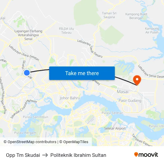 Opp Tm Skudai to Politeknik Ibrahim Sultan map