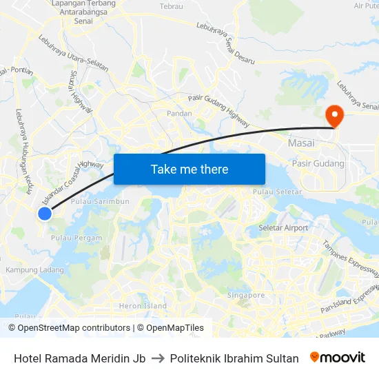 Hotel Ramada Meridin Jb to Politeknik Ibrahim Sultan map
