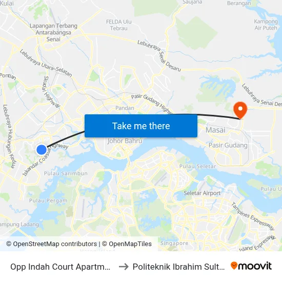 Opp Indah Court Apartment to Politeknik Ibrahim Sultan map