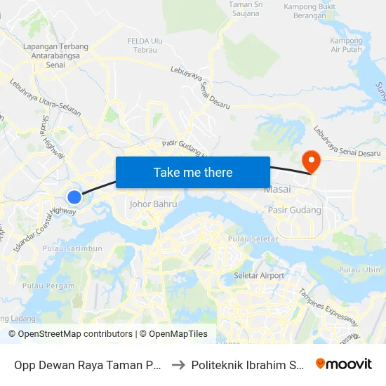 Opp Dewan Raya Taman Perling to Politeknik Ibrahim Sultan map