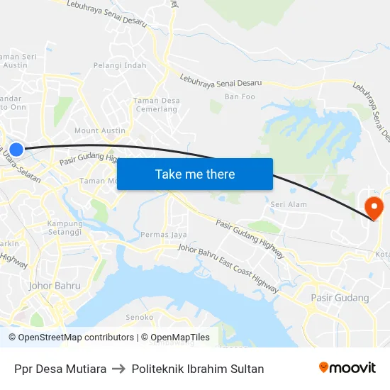 Ppr Desa Mutiara to Politeknik Ibrahim Sultan map