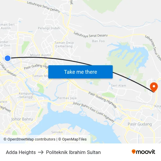 Adda Heights to Politeknik Ibrahim Sultan map