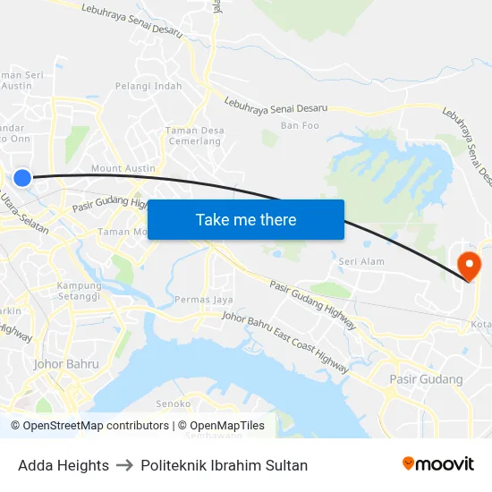 Adda Heights to Politeknik Ibrahim Sultan map