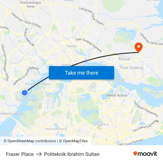 Fraser Place to Politeknik Ibrahim Sultan map
