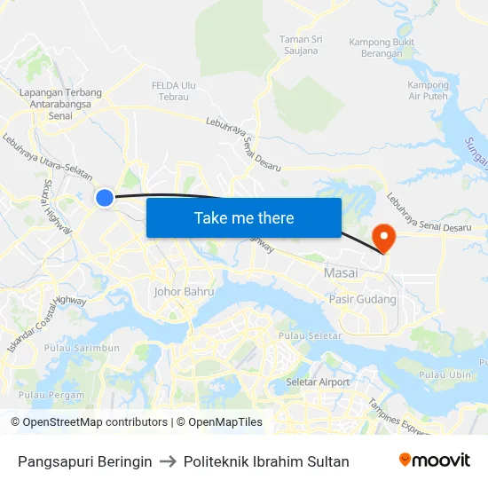 Pangsapuri Beringin to Politeknik Ibrahim Sultan map