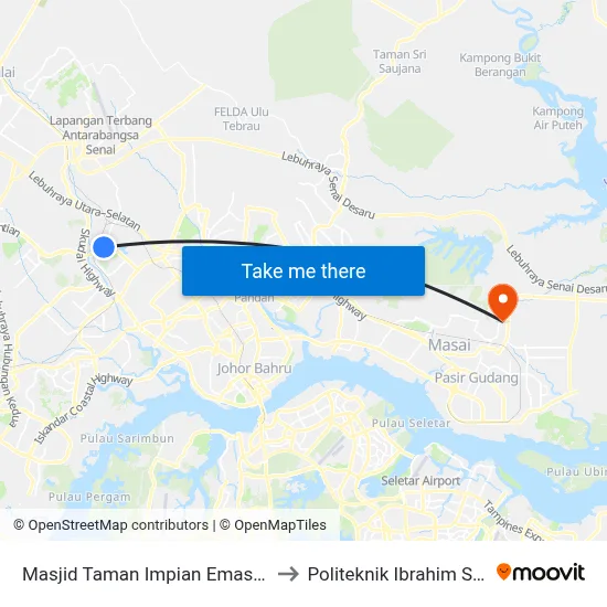 Masjid Taman Impian Emas (Opp) to Politeknik Ibrahim Sultan map