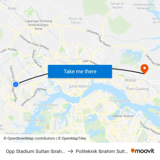 Opp Stadium Sultan Ibrahim to Politeknik Ibrahim Sultan map