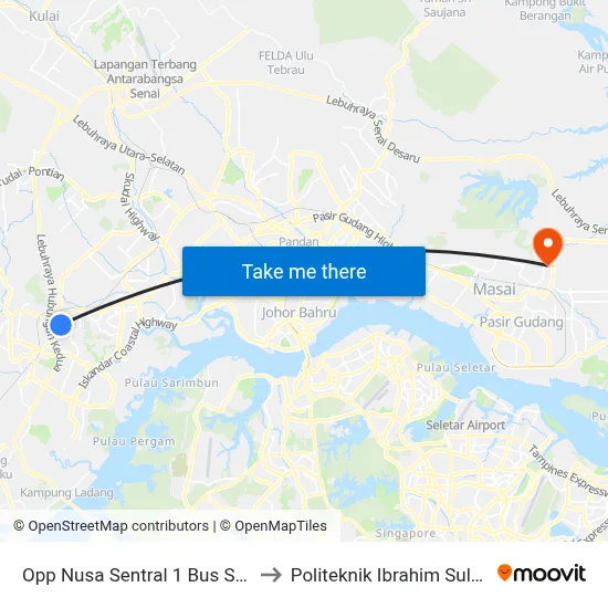 Opp Nusa Sentral 1 Bus Stop to Politeknik Ibrahim Sultan map