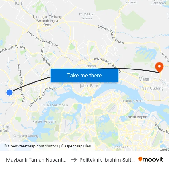 Maybank Taman Nusantara to Politeknik Ibrahim Sultan map