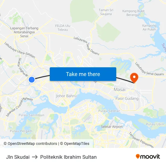 Jln Skudai to Politeknik Ibrahim Sultan map