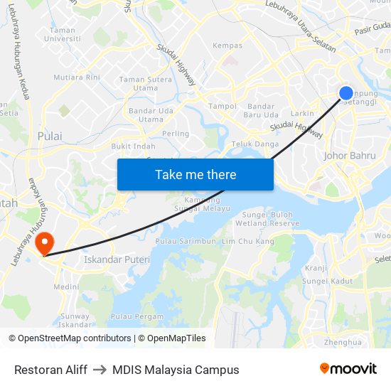 Opp Petronas Kiosk @ Tebrau to MDIS Malaysia Campus map