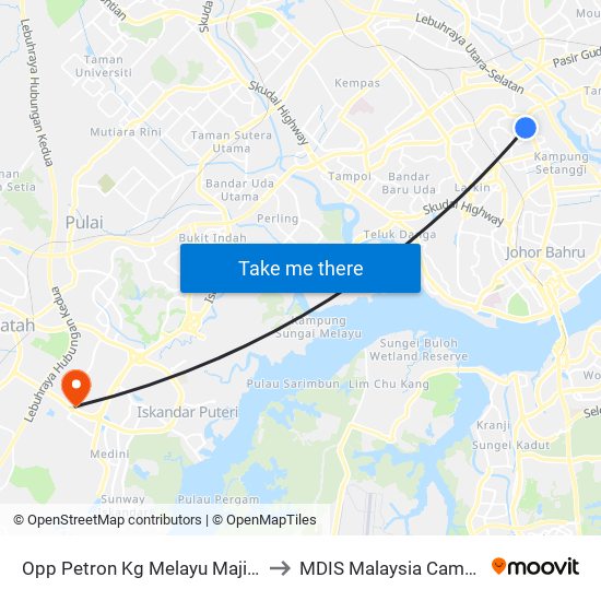 Opp Petron Kg Melayu Majidee to MDIS Malaysia Campus map