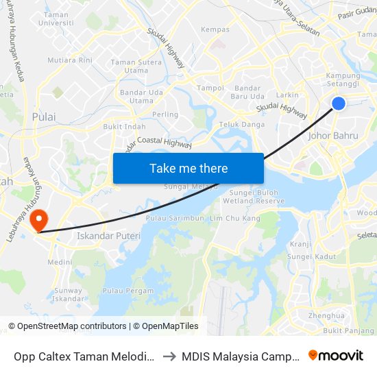 Opp Caltex Taman Melodies to MDIS Malaysia Campus map