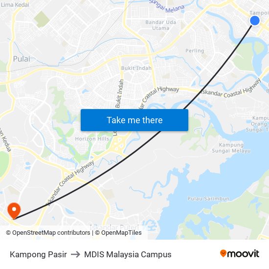 Kampong Pasir to MDIS Malaysia Campus map