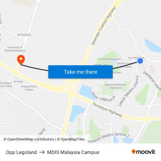 Opp Legoland to MDIS Malaysia Campus map