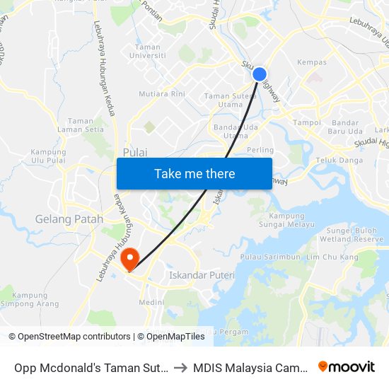 Opp Mcdonald's Taman Sutera to MDIS Malaysia Campus map