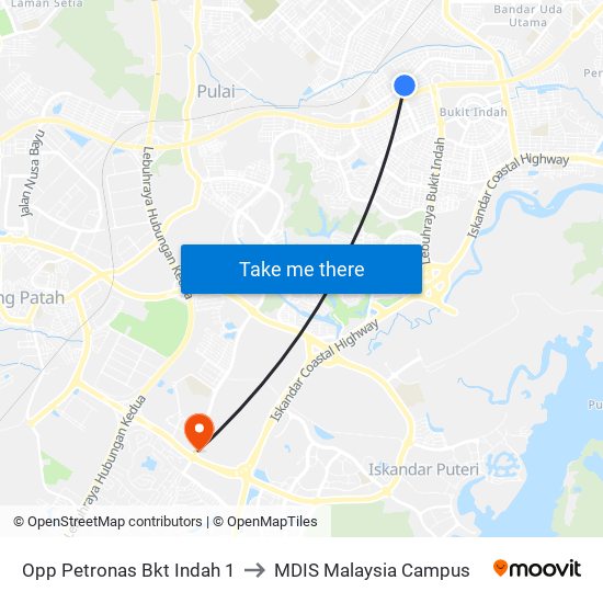 Opp Petronas Bkt Indah 1 to MDIS Malaysia Campus map