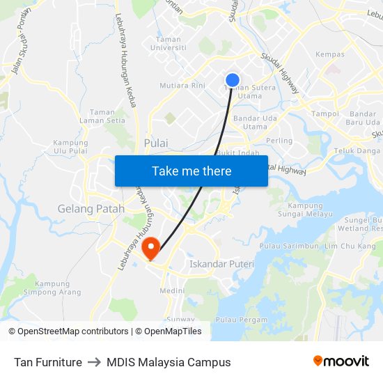 Tan Furniture to MDIS Malaysia Campus map