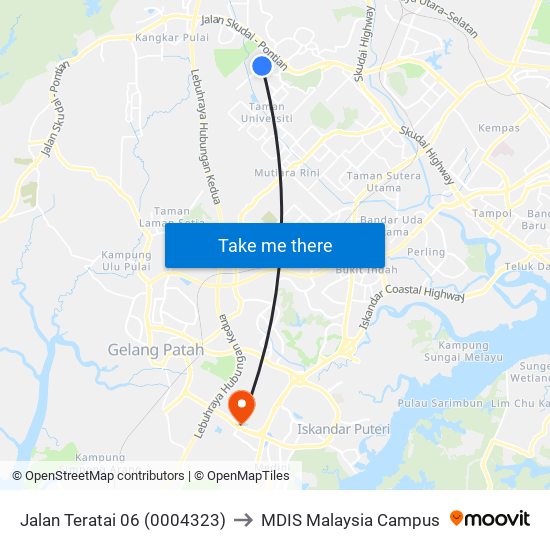 Jalan Teratai 06 (0004323) to MDIS Malaysia Campus map