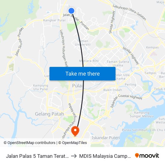 Jalan Palas 5 Taman Teratai to MDIS Malaysia Campus map