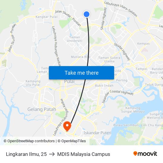 Lingkaran Ilmu, 25 to MDIS Malaysia Campus map