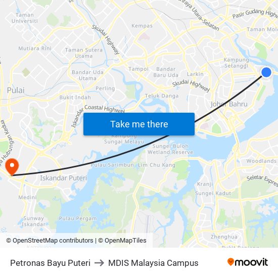 Petronas Bayu Puteri to MDIS Malaysia Campus map