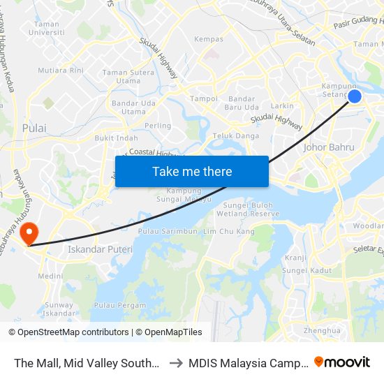 The Mall, Mid Valley Southkey to MDIS Malaysia Campus map