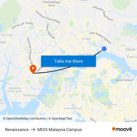 Renaissance to MDIS Malaysia Campus map