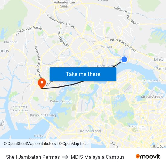 Shell Jambatan Permas to MDIS Malaysia Campus map