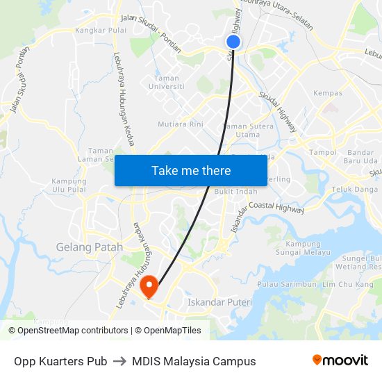 Opp Kuarters Pub to MDIS Malaysia Campus map