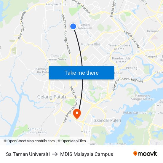 Sa Taman Universiti to MDIS Malaysia Campus map