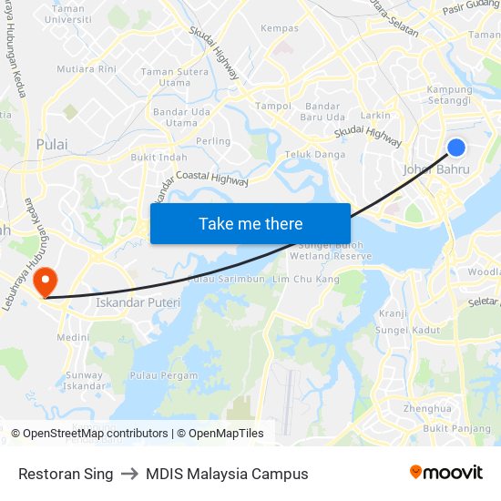 Restoran Sing to MDIS Malaysia Campus map