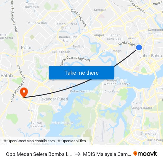 Opp Medan Selera Bomba Larkin to MDIS Malaysia Campus map